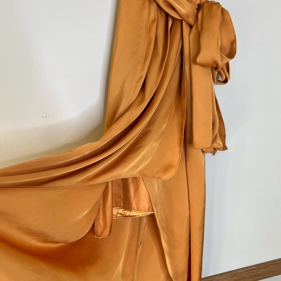 Satin Silk Belted Tie Waist Hi-Lo Maxi Dress NWT - Picture 7 of 14